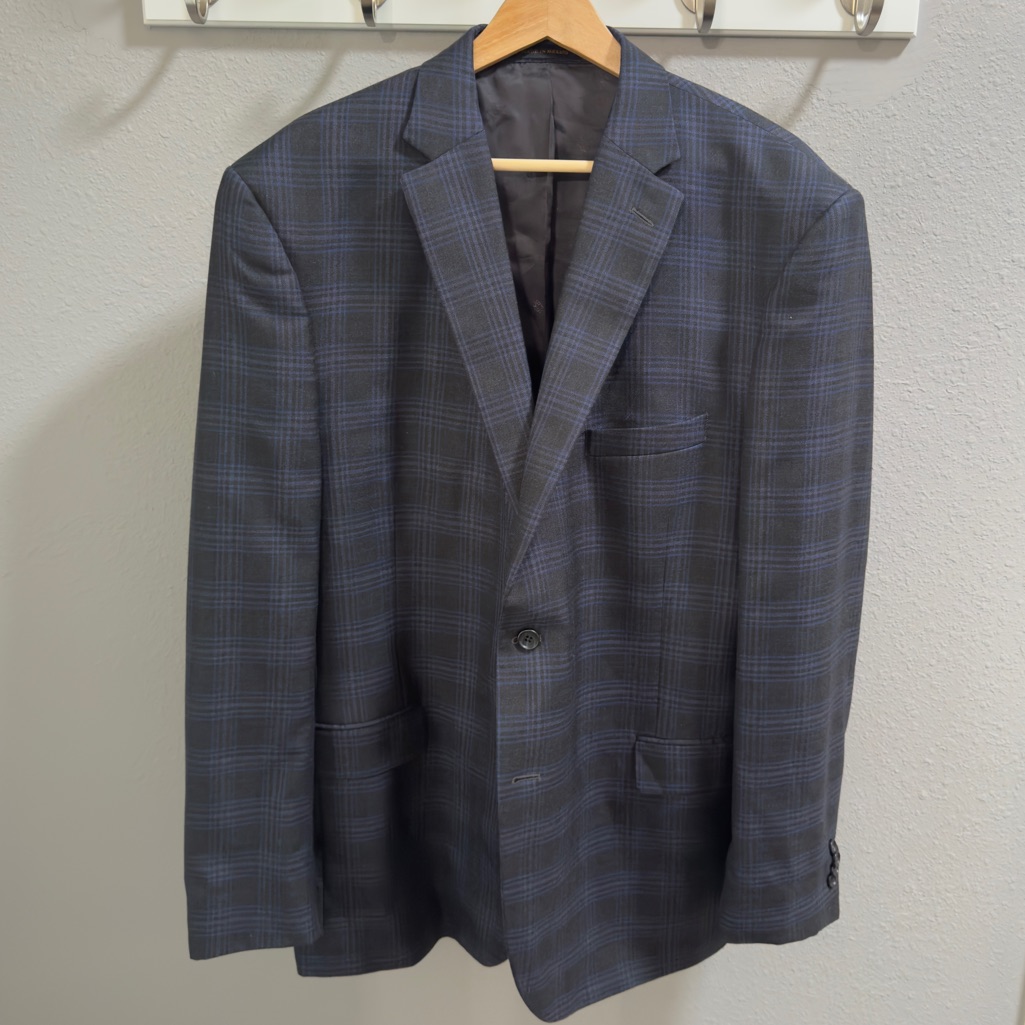 Jos. A. Bank Navy And Blue Plaid Men's Blazer